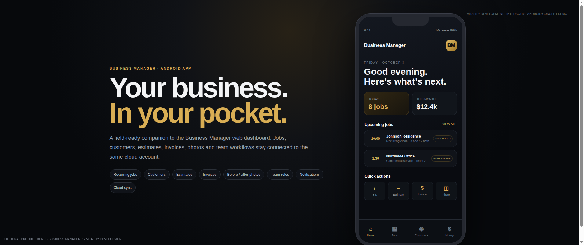 Custom business manager app example