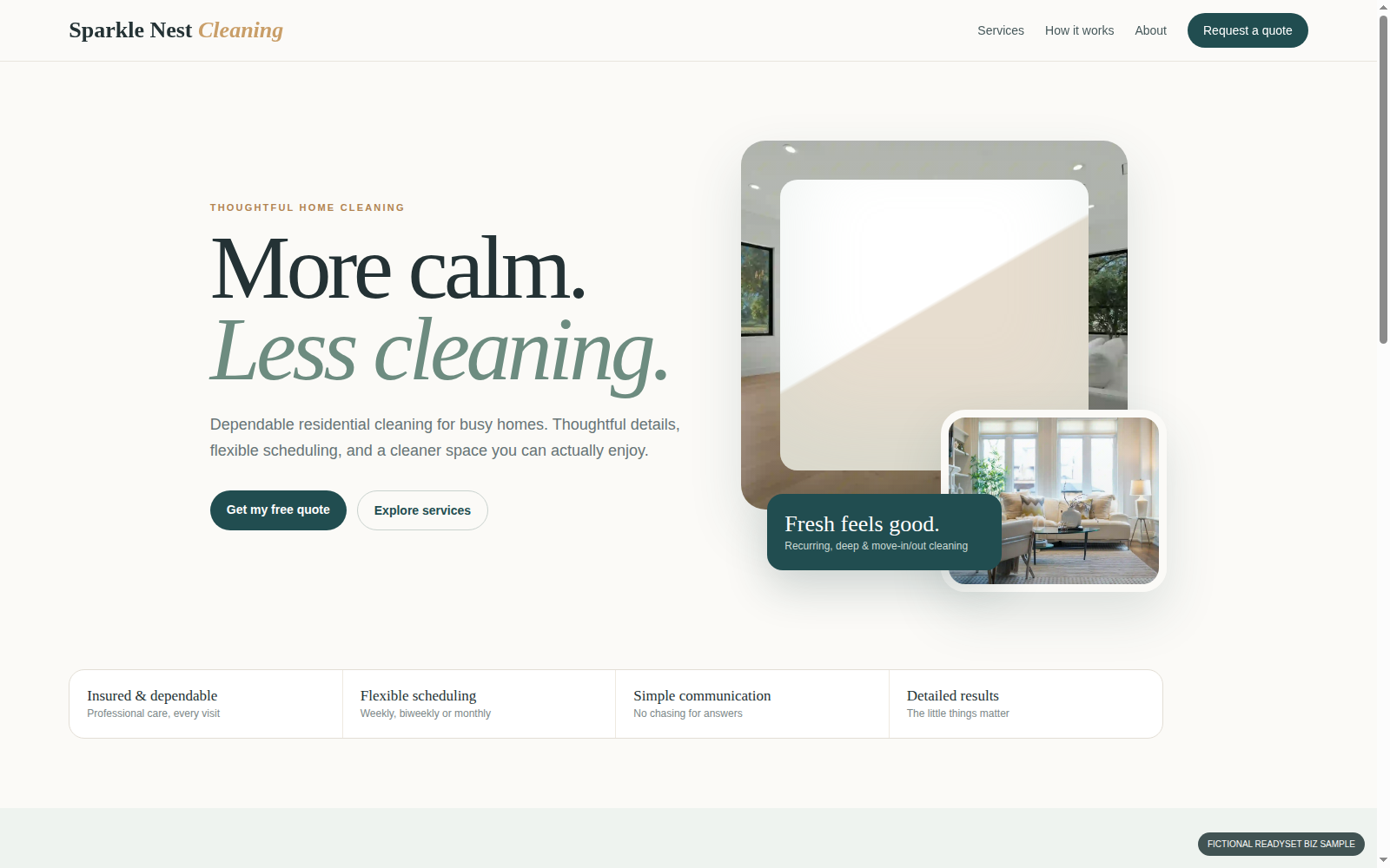 Professional service business website example